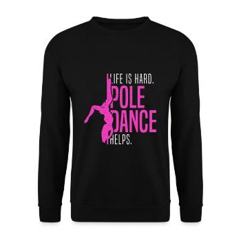 Pole Dance Workout Stangentanz Tänzerin Geschenk - Unisex Pullover - Schwarz - Vorne - Alina (178cm) & Michal (187cm)