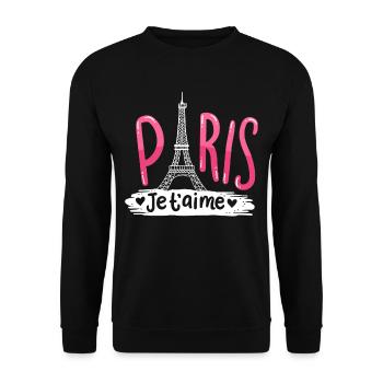 Pariser Eiffelturm - Unisex Pullover - Schwarz - Vorne - Alina (178cm) & Michal (187cm)