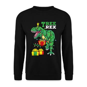 Christmas T-Rex - Unisex Sweatshirt - black - Front - Alina (178cm) & Michal (187cm)