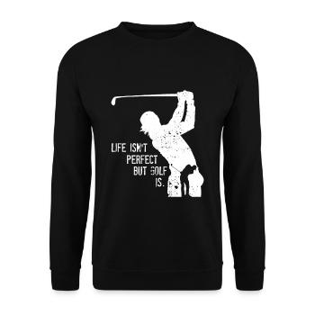 Golfer Golfspieler Silhouette Spruch Golfschläger - Unisex Pullover - Schwarz - Vorne - Alina (178cm) & Michal (187cm)