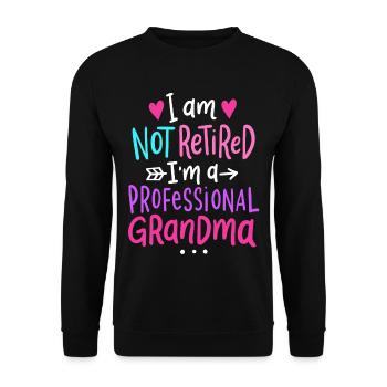 Oma Großmutter im Ruhestand - Unisex Pullover - Schwarz - Vorne - Alina (178cm) & Michal (187cm)