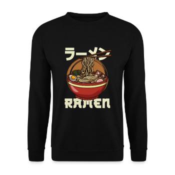 Ramen Anime Kawaii - Unisex Pullover - Schwarz - Vorne - Alina (178cm) & Michal (187cm)
