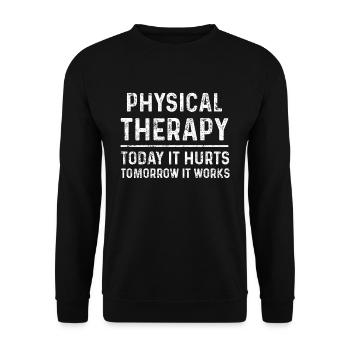 Physiotherapeutin - Unisex Pullover - Schwarz - Vorne - Alina (178cm) & Michal (187cm)