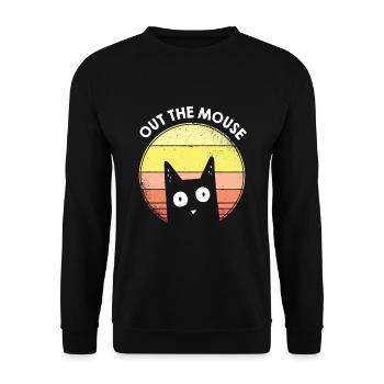 Out The Mouse Aus Die Maus Denglisch Lustig Spruch - Unisex Pullover - Schwarz - Vorne - Alina (178cm) & Michal (187cm)