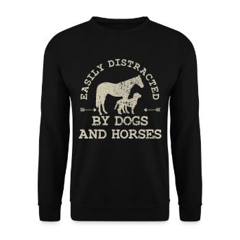 Hund Pferd - Unisex Pullover - Schwarz - Vorne - Alina (178cm) & Michal (187cm)