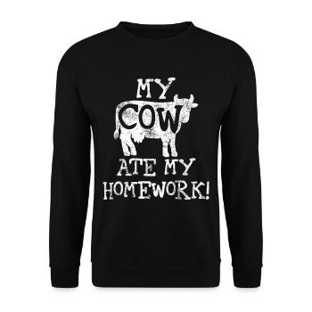 Vache de retour à l'école - Sweat-shirt Unisexe - noir - Devant - Alina (178cm) & Michal (187cm)
