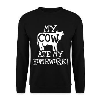 Vache de retour à l'école - Sweat-shirt Unisexe - noir - Devant - Alina (178cm) & Michal (187cm)