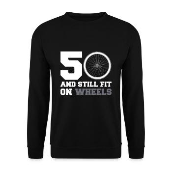 50er 50. Geburtstag Radsport Radfahrer Geschenk - Unisex Pullover - Schwarz - Vorne - Alina (178cm) & Michal (187cm)