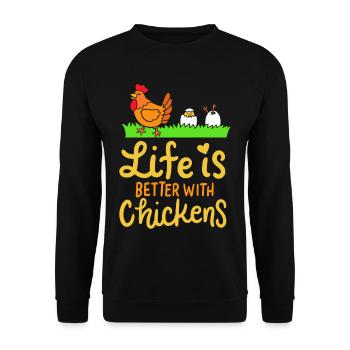 Chicken Chicken Egg Organic - Unisex Sweatshirt - black - Front - Alina (178cm) & Michal (187cm)