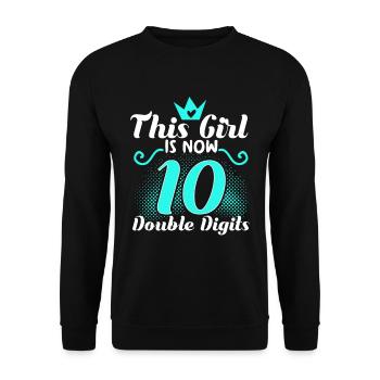 10th birthday girl - Unisex Sweatshirt - black - Front - Alina (178cm) & Michal (187cm)