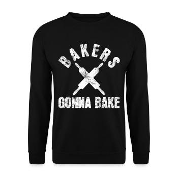 Bäcker Backen - Unisex Pullover - Schwarz - Vorne - Alina (178cm) & Michal (187cm)