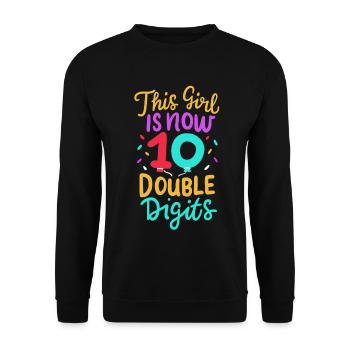 10th birthday child girl - Unisex Sweatshirt - black - Front - Alina (178cm) & Michal (187cm)