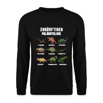 Die Zukunft - Dinosaurier Paläontologe! - Unisex Pullover - Schwarz - Vorne - Alina (178cm) & Michal (187cm)