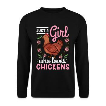 Huhn Hühner Hühnerstall Bauernhof Tiere - Unisex Pullover - Schwarz - Vorne - Alina (178cm) & Michal (187cm)