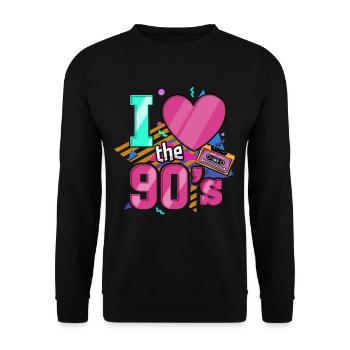 90s nineties music party - Unisex Sweatshirt - black - Front - Alina (178cm) & Michal (187cm)
