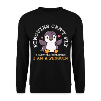 penguin - Unisex Sweatshirt - black - Front - Alina (178cm) & Michal (187cm)