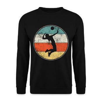 Volleyball Retro Vintage - Unisex Pullover - Schwarz - Vorne - Alina (178cm) & Michal (187cm)
