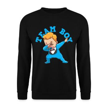 Gender Reveal Party Team Junge Schwanger - Unisex Pullover - Schwarz - Vorne - Alina (178cm) & Michal (187cm)