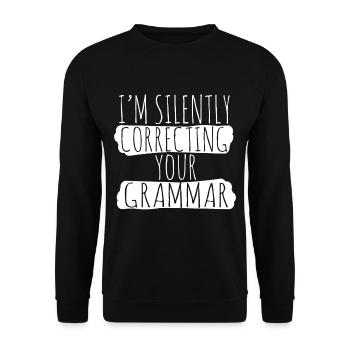 Grammatik Englisch Lehrer - Unisex Pullover - Schwarz - Vorne - Alina (178cm) & Michal (187cm)