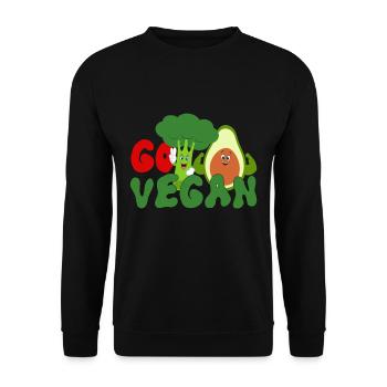 vegan, veganer, Go Vegan - Unisex Pullover - Schwarz - Vorne - Alina (178cm) & Michal (187cm)