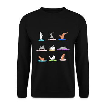 Yoga Hase Osterhase Ostern - Unisex Pullover - Schwarz - Vorne - Alina (178cm) & Michal (187cm)