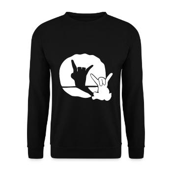 Rock Hase Osterhase Ostern - Unisex Pullover - Schwarz - Vorne - Alina (178cm) & Michal (187cm)