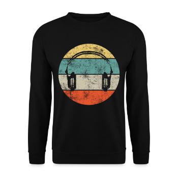 DJ Kopfhörer Headset - Unisex Pullover - Schwarz - Vorne - Alina (178cm) & Michal (187cm)