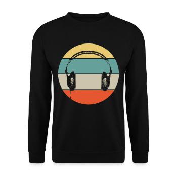 DJ Techno Retro - Unisex Pullover - Schwarz - Vorne - Alina (178cm) & Michal (187cm)