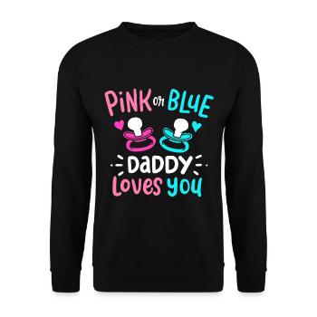 Gender Reveal Daddy Dad - Unisex Sweatshirt - black - Front - Alina (178cm) & Michal (187cm)