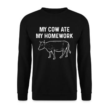 Cow Bauernhof - Unisex Pullover - Schwarz - Vorne - Alina (178cm) & Michal (187cm)