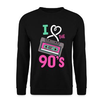90s retro I love the 90s - Unisex Sweatshirt - black - Front - Alina (178cm) & Michal (187cm)