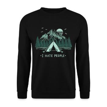 Camping Tents I Hate People - Unisex Sweatshirt - black - Front - Alina (178cm) & Michal (187cm)