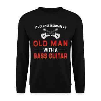 Bassgitarre Bassist Gitarrist Musiker Alter Mann - Unisex Pullover - Schwarz - Vorne - Alina (178cm) & Michal (187cm)