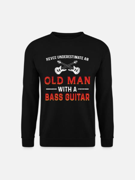 Bassgitarre Bassist Gitarrist Musiker Alter Mann - Unisex Pullover - Schwarz