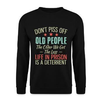 old people, menschen, opa, witz, coole sprüche - Unisex Pullover - Schwarz - Vorne - Alina (178cm) & Michal (187cm)