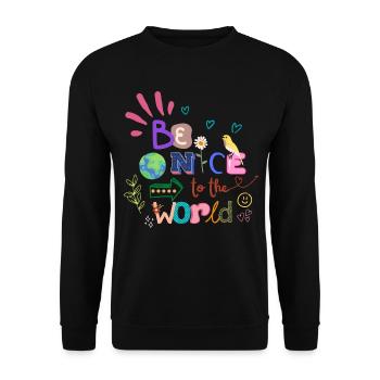 Soyez gentil avec le lettrage Eco Vegan de l’environnement mondial - Sweat-shirt Unisexe - noir - Devant - Alina (178cm) & Michal (187cm)