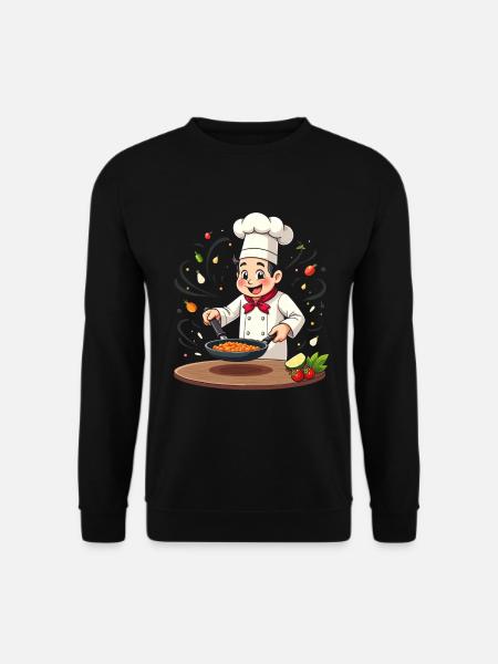 Cooking boy with pan - Unisex Sweatshirt - black