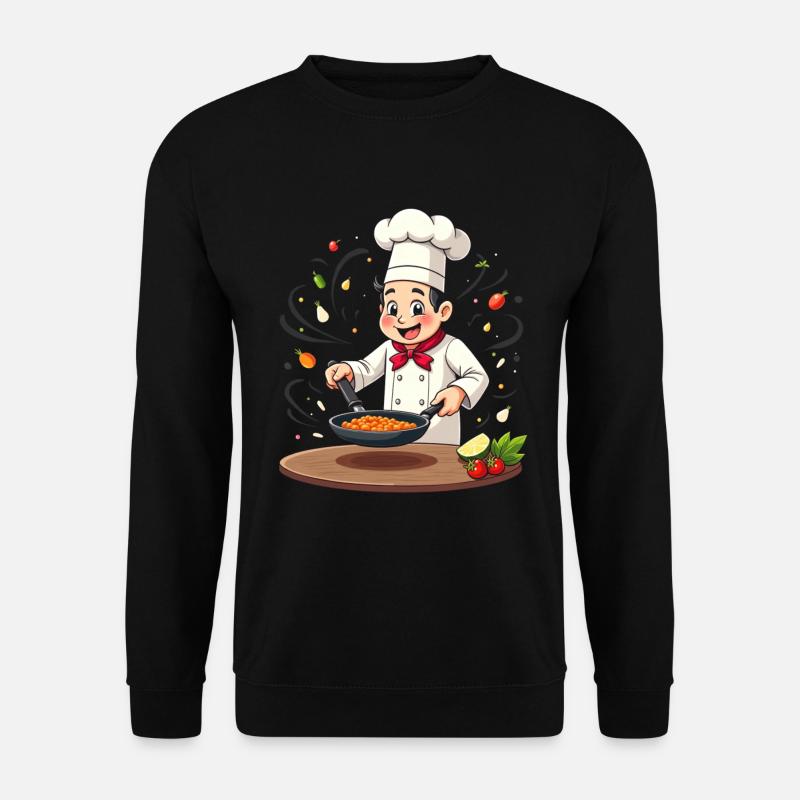 Cooking boy with pan - Unisex Sweatshirt - black