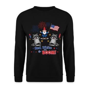 Raccoon 4th of July Fireworks Party - Unisex Sweatshirt - black - Front - Alina (178cm) & Michal (187cm)