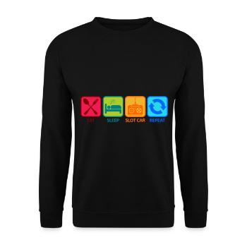 Sloth Car Racing Slotcar RC Spruch Lustig Witzig - Unisex Pullover - Schwarz - Vorne - Alina (178cm) & Michal (187cm)
