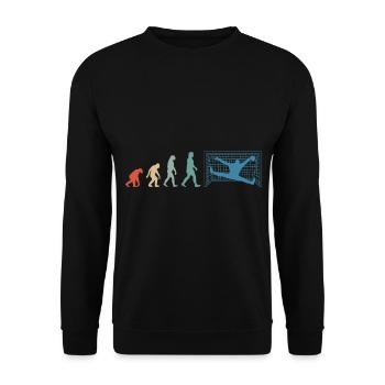 Handball Keeper Tormann Goalie Evolution Retro - Unisex Pullover - Schwarz - Vorne - Alina (178cm) & Michal (187cm)