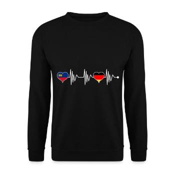 Luxembourg Allemagne Drapeau Coeur Drapeau Battement de cœur - Sweat-shirt Unisexe - noir - Devant - Alina (178cm) & Michal (187cm)