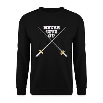 Escrime, ne jamais abandonner. L'escrime n'abandonne jamais - Sweat-shirt Unisexe - noir - Devant - Alina (178cm) & Michal (187cm)