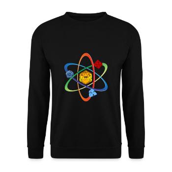 RPG Cube Dice Dragons Atom color Tabletop Gift - Unisex Sweatshirt - black - Front - Alina (178cm) & Michal (187cm)