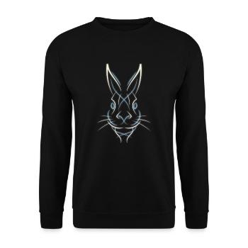 Hase Oster Hasen Ostern happy Tier Neon Shirt - Unisex Pullover - Schwarz - Vorne - Alina (178cm) & Michal (187cm)