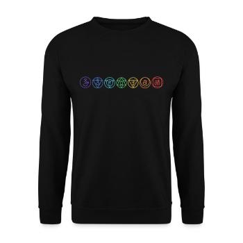 Chakra Chain Meditation Yoga Budda Zen 7 Chakras - Unisex Pullover - Schwarz - Vorne - Alina (178cm) & Michal (187cm)