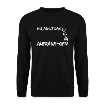 Lustige Sprüche Aufräum-Gen Shirt Geschenk - Unisex Pullover - Schwarz - Vorne - Alina (178cm) & Michal (187cm)
