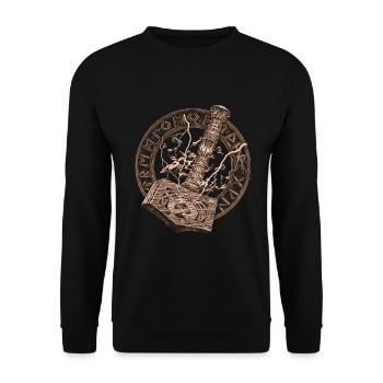 Viking Thor Hammer with clouds and lightning gift - Unisex Sweatshirt - black - Front - Alina (178cm) & Michal (187cm)