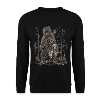 Ours Viking prêt pour le cadeau de combat - Sweat-shirt Unisexe - noir - Devant - Alina (178cm) & Michal (187cm)