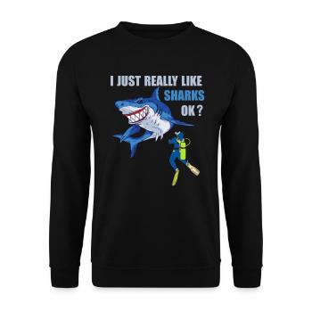 Scaphandre requins plonger Sharks Diver Cadeaux Shirt - Sweat-shirt Unisexe - noir - Devant - Alina (178cm) & Michal (187cm)